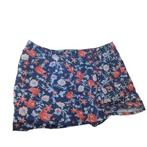 St Johns Bay Floral Skort Navy Blue Red Flower Print Plus Size 22W Mini Skort